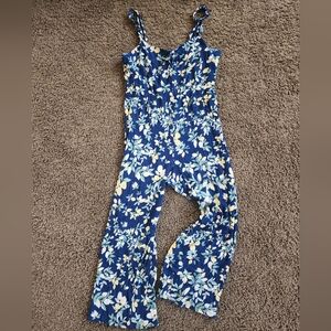 Candie's Blue and Yellow Jumpsuit with Wide Leg Design